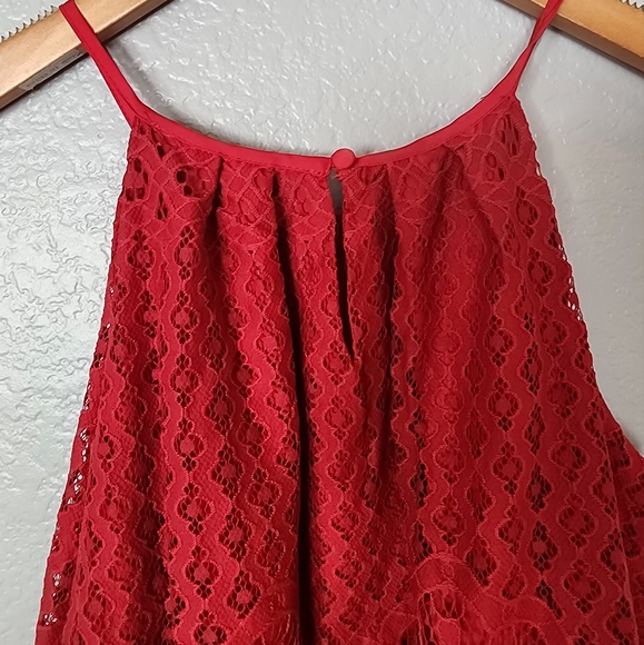 Francesca's Collection Blue Rain Lace High Neck Tank Top - Picture 8 of 10